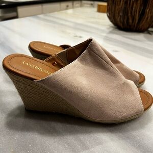 Lane Bryant Women's Beige Wedge Mules - size 11 wide - New